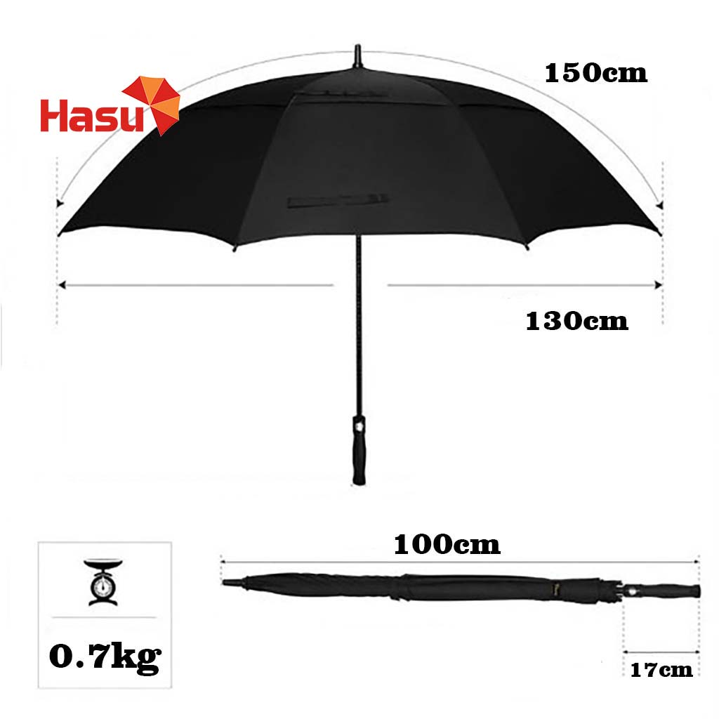 Ô dù che mưa nắng cầm tay cán dài D = 150cm 2 tầng chống lật Hasu