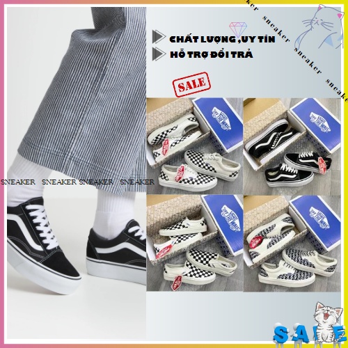 Giày thể thao VANS với 3 mẫu hot 2022,Giày sneaker VANS caro lười-caro dây - van.s old skool cao cấp nam nữ chuẩn 1:1