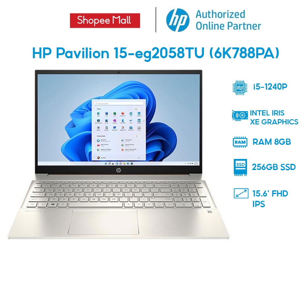 [Mã ELHP12 giảm 12% đơn 10TR] Laptop HP Pavilion 15-eg2058TU 6K788PA i5-1240P | 8GB | 256GB | 15.6' FHD | Win 11