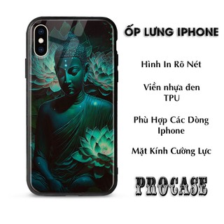 ốp lưng mặt kính xs max hình phật giới tinh tấn pháp tâm bồ tát hài hoà PROCASE NA140223574 IP 14/13/12/11/ProMax/Mini/6