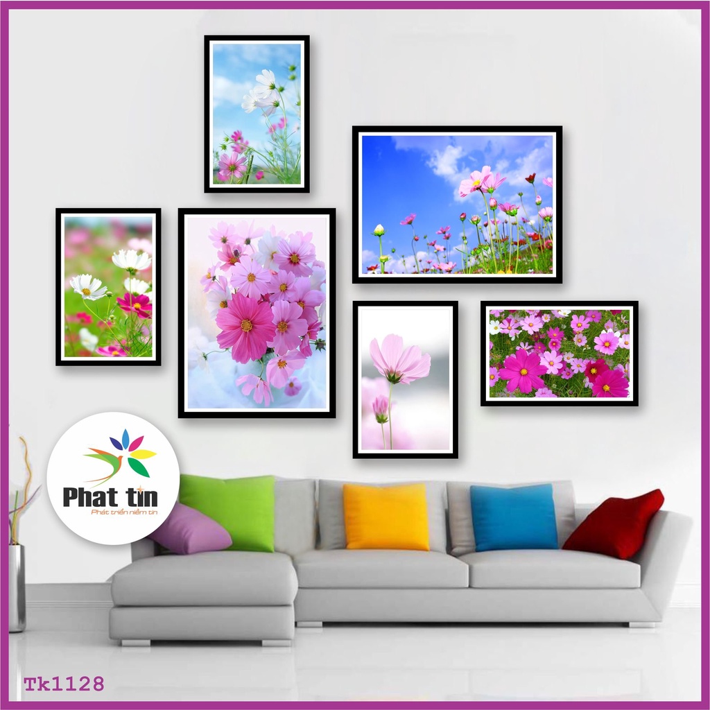 50 mẫu tranh decor In Phát Tín bộ 6 tấm dán tường, treo tường hiện đại, trang trí nhà cửa, canvas có sẵn keo