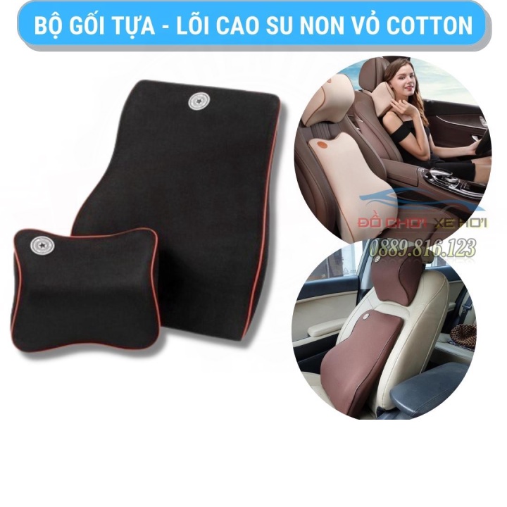 Bộ Gối Đầu Và Tựa Lưng Cao Su Non Trên Xe Hơi Cao Cấp ( 1 gối đầu và 1 tựa lưng)