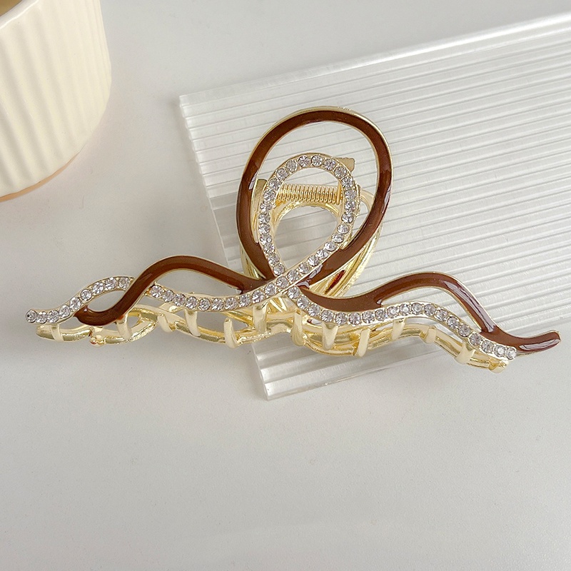 Kẹp Tóc Kim Loại Đính Đá Cao Cấp 13.5cm Phong Cách Hàn Quốc Cho Nữ