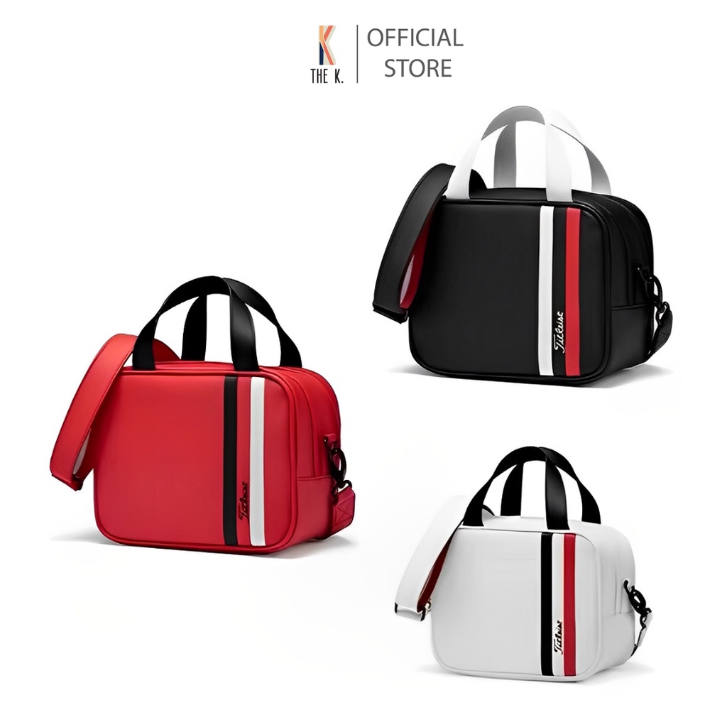 Túi Golf Đeo Chéo Cầm Tay Phối Sọc Da Cao Cấp - Pouch Bag