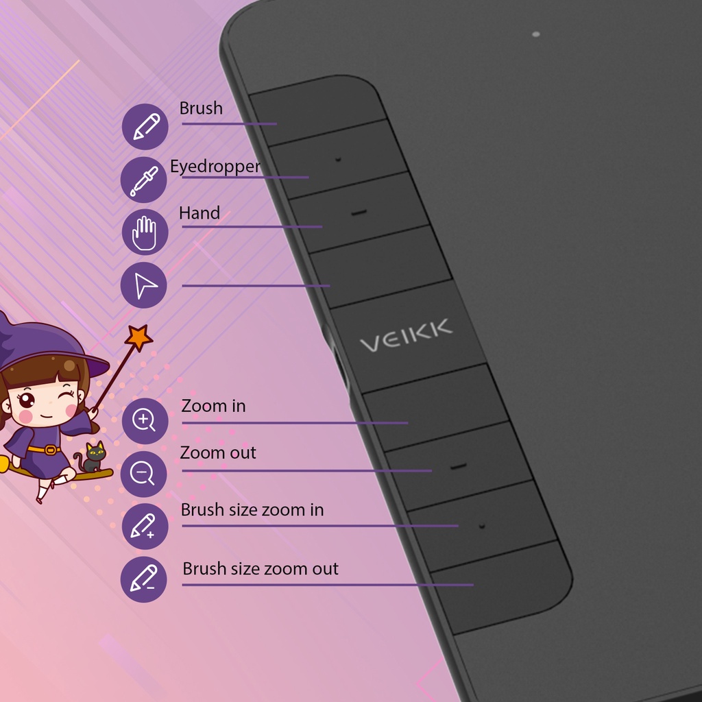Bảng Vẽ Điện Tử VEIKK VK1060 Android Cảm Ứng Nghiêng Mặt Nhám Mô Phỏng Giấy Vẽ - Hàng Chính Hãng
