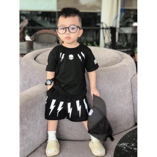Hekids - Set bộ quần áo cho bé hydroge , bộ áo thun tia sét cotton bé trai