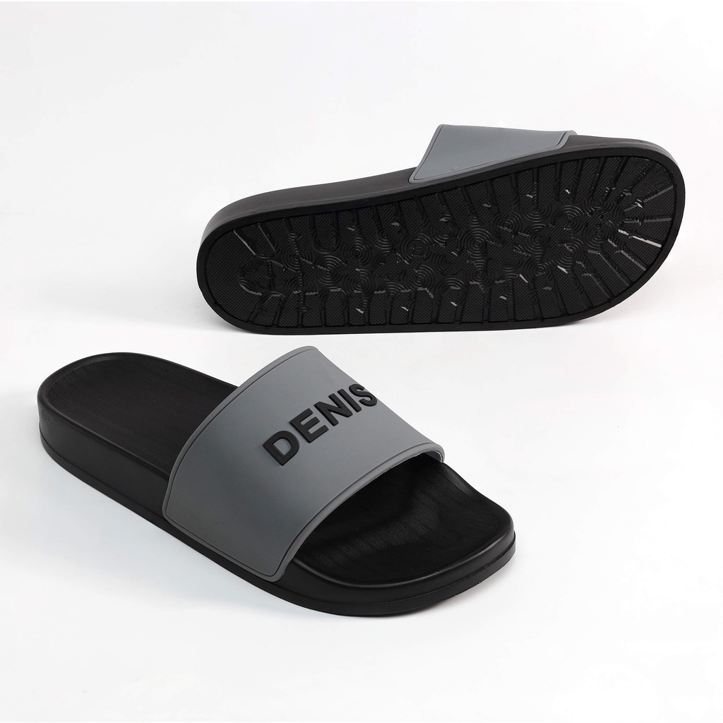 Dép quai ngang Denis Unisex Slipper DN11  Fullbox đế đen quai xám thời trang Ngoài trời