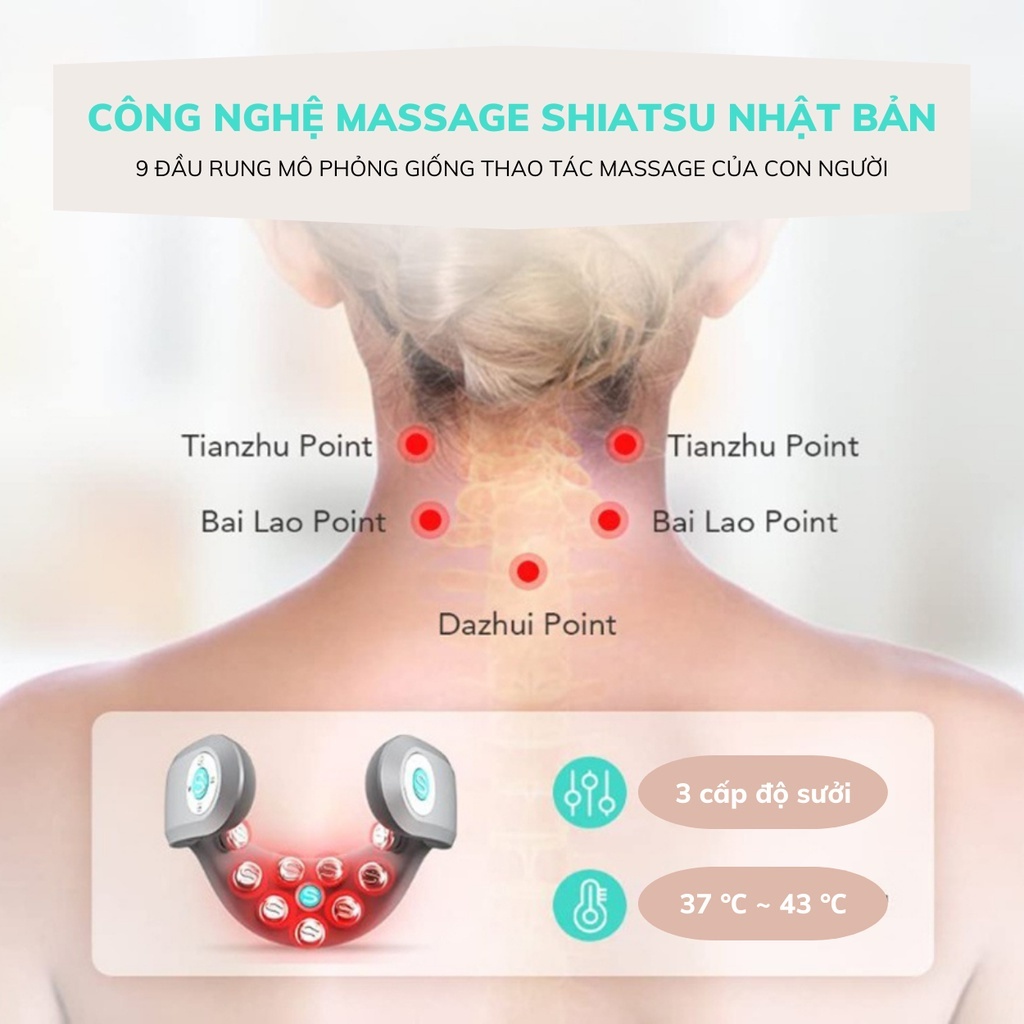 Máy massage cổ SKG G7 Pro massage vật lý kết hợp xung điện chườm nóng, hồng ngoại | SKG By Kata