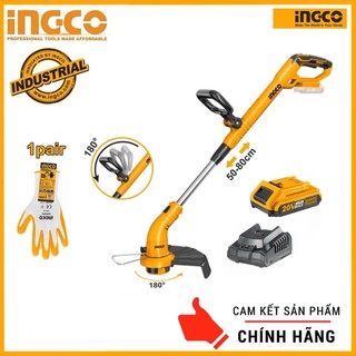 Ingco combo máy cắt cỏ dùng pin 20v kèm pin 2.0ah + sạc 20v cgtli20018