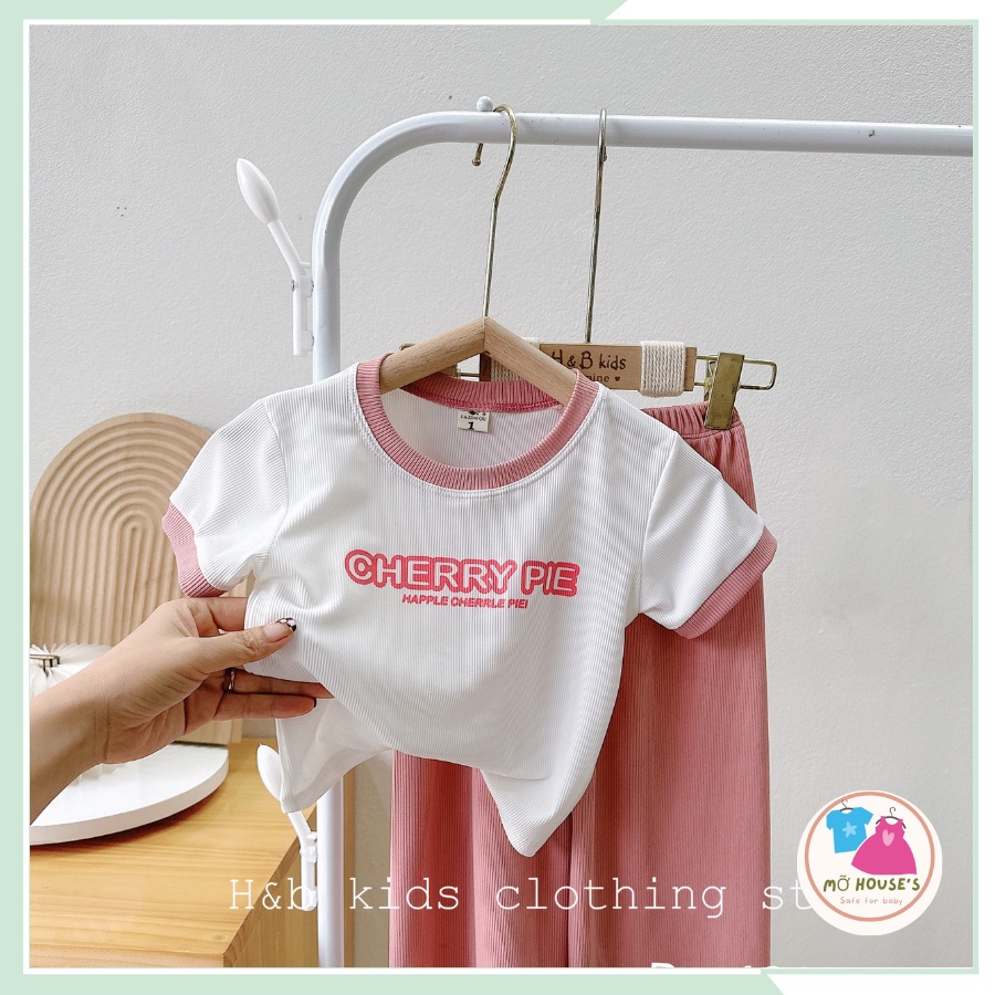 Set áo thun tay ngắn kèm quần ống rộng, áo cổ tròn cộc tay và quần ống suông cho bé BBG21