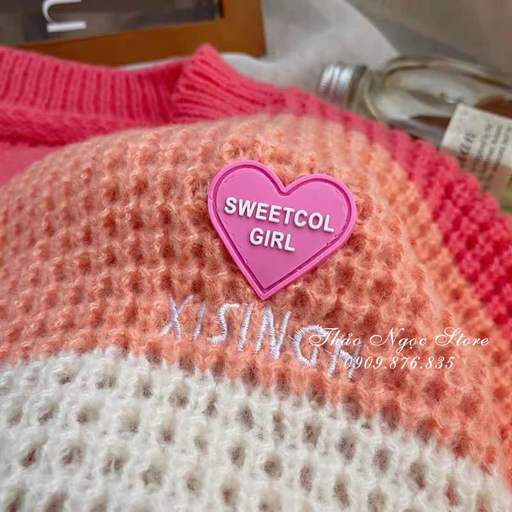 Áo len sọc tag tim tay dài hàng nhập QC hot!  THẢO NGỌC STORE