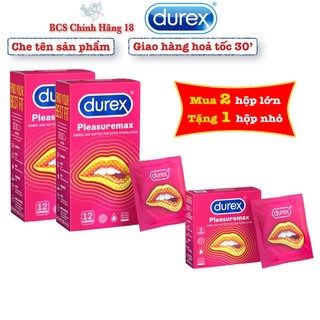 Cbo bao cao su durex plesuremax hộp 12 bao gân gai chấm nổi - chính hãng