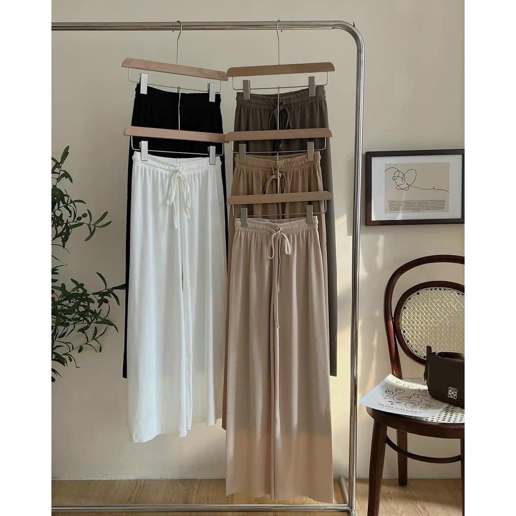 QUẦN THUN TĂM ỐNG SUÔNG CẠP CHUN CO DÃN CHẤT MÁT