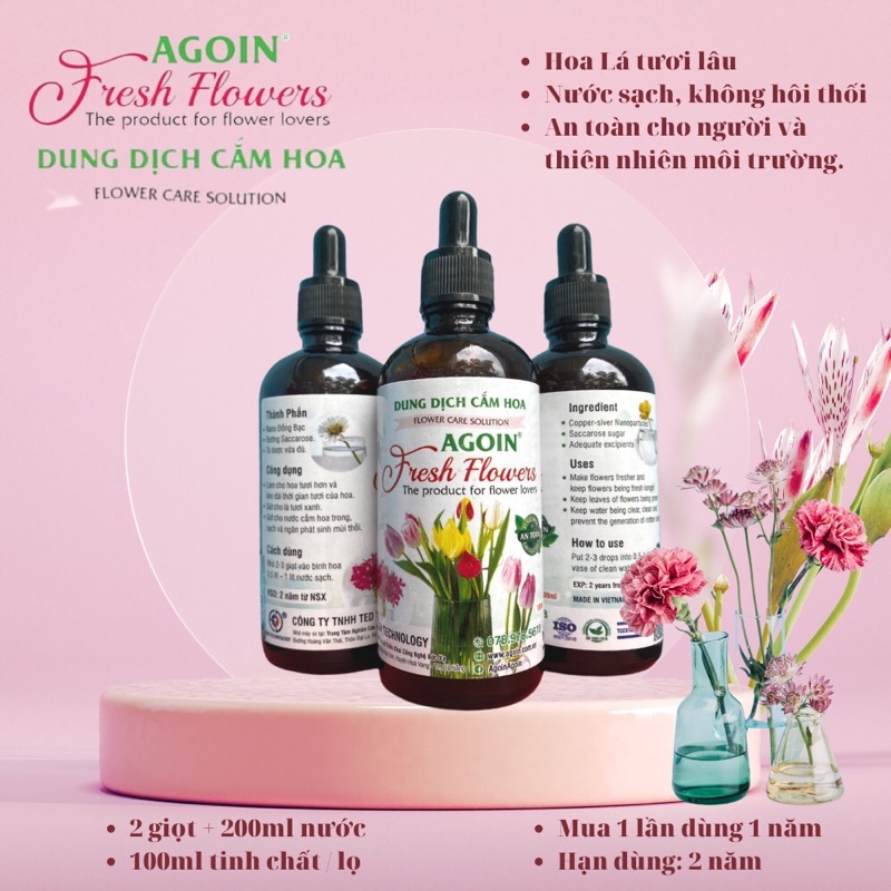 Dung Dịch Cắm Hoa AGOIN Fresh Flowers Làm Cho Hoa Tươi Hơn Và Kéo Dài Thời Gian Tươi Của Hoa