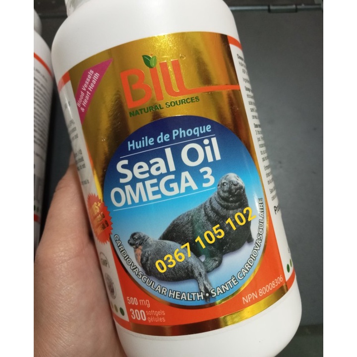 Tinh Dầu Hải Cẩu Bill Seal Oil Omega 3 -6-9 300v - Hỗ Trợ Tim Mạch, Thần Kinh, Bổ Mắt