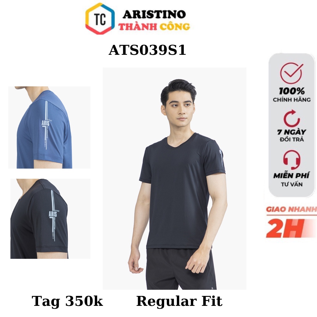 Áo thun nam Aristino cổ tròn thấm hút mồ hôi from rộng ATS039S2