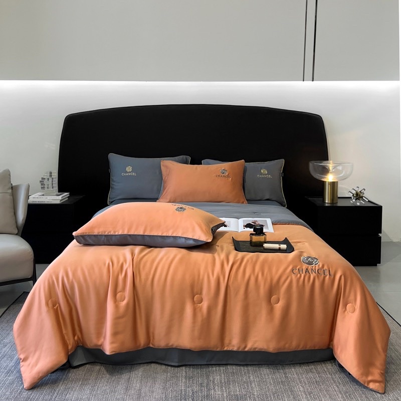 Set ga phi lụa chanel chăn trần hè IGUN BEDDING chất liệulụa tencel