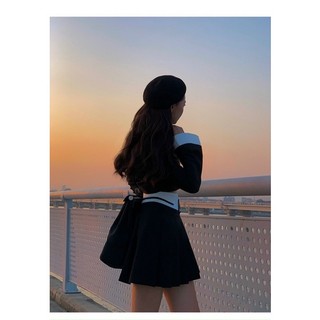 Set áo crop vest kẻ sọc + short