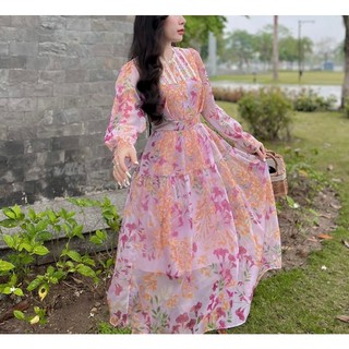 VÁY MAXI TƠ TAY DÀI CHẠY REN LỊCH SỰ
