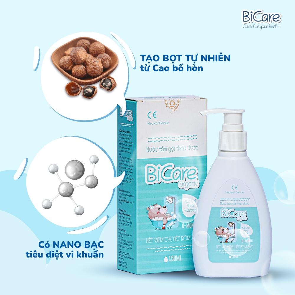 Nước Tắm Thảo Dược BiCare Organic 250ml Cho Trẻ Sơ Sinh