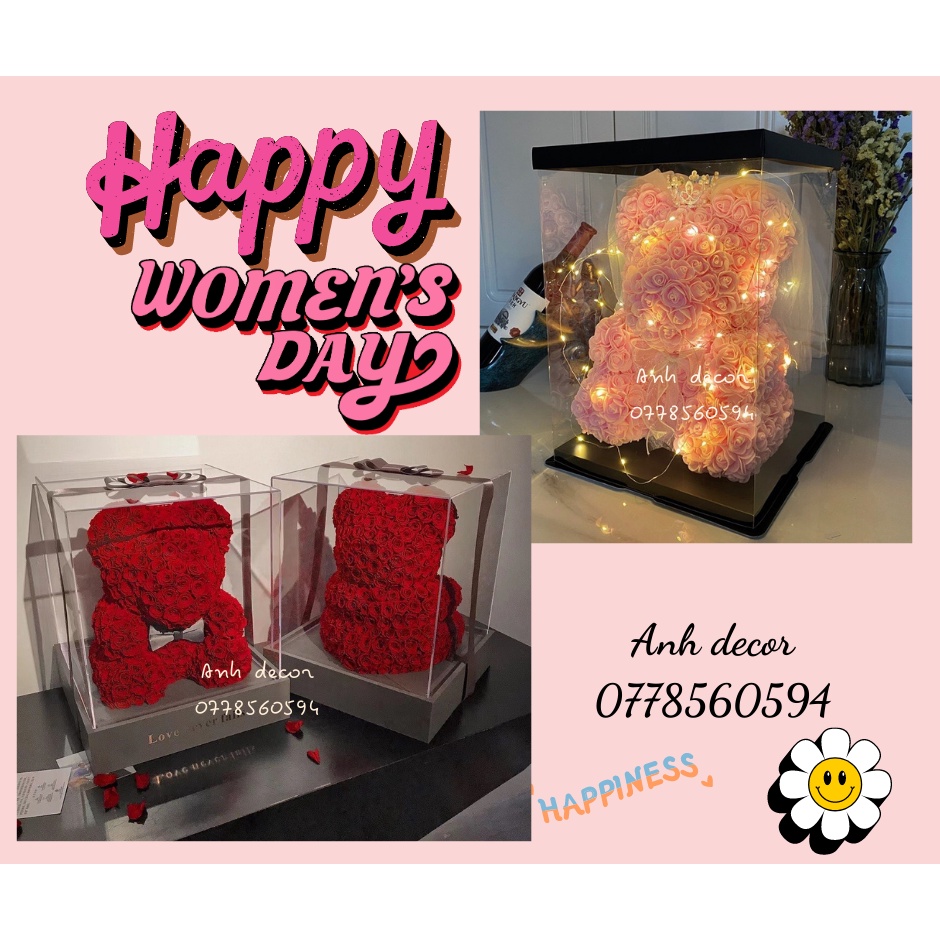 Gấu Bông Hồng Xốp Tự Làm Thủ Công Sáng Tạo Làm Quà Tặng Valentine, Tặng sinh nhật người yêu, Tặng ngày Phụ nữ!