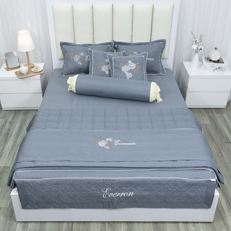 Bộ Chăn Ga Gối Satin 7 Món Cao Cấp,Có 8 Màu lựa chọn