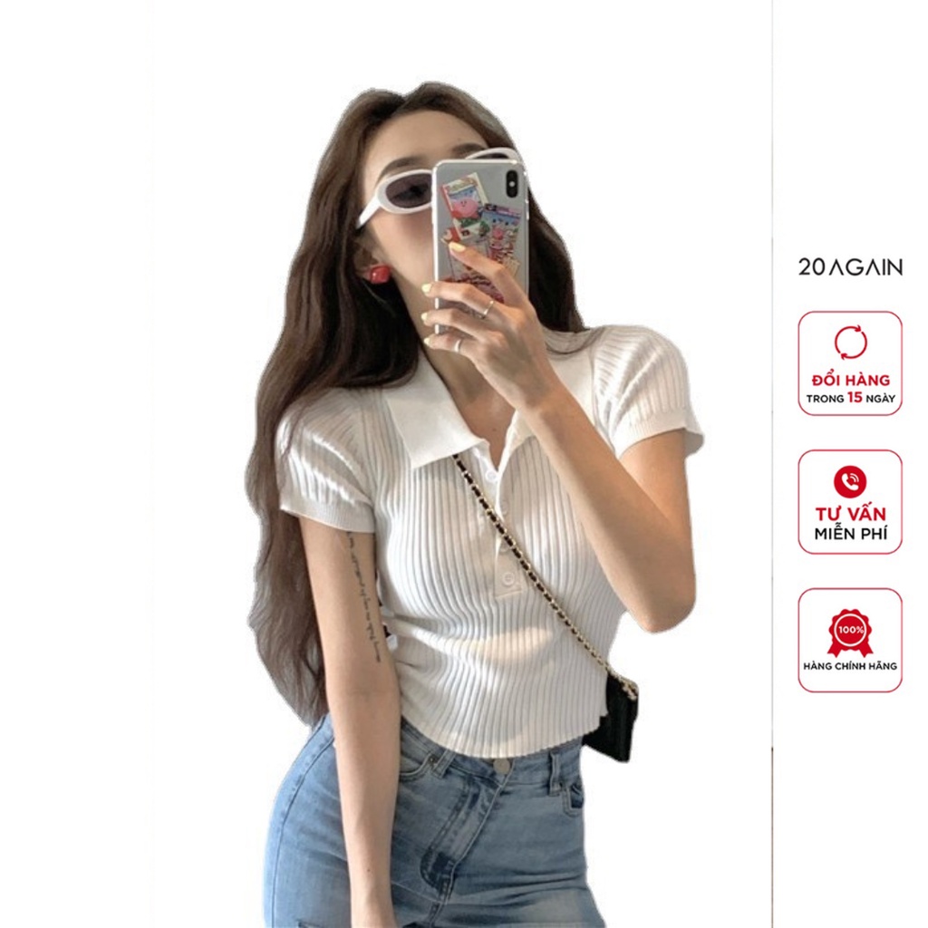 Áo len tăm 20Again, thiết kế cổ polo ALW2049