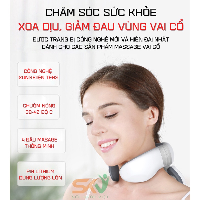 Máy Massage Vai Cổ, Xóa Tan Ngay Các Cơn Đau Mỏi Cổ Vai Gáy, Thư Giãn, Giúp Lưu Thông Tuần Hoàn Khí Huyết, Nhựa An Toàn