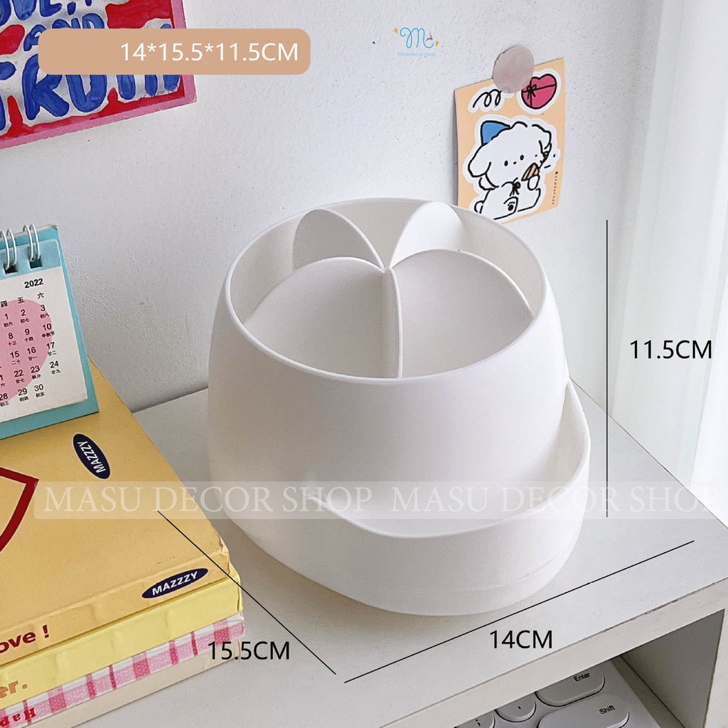 Kệ Nhựa Đựng Bút/ Cọ Trang Điểm Xoay 360 độ phong cách Hàn Quốc