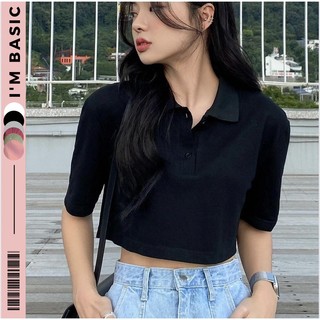 Áo Thun Polo Nữ Ngắn Tay Dáng Croptop Có Cổ Vải Cotton Mềm Mịn Đẹp Crt Co Giãn Thoáng Mát Nhiều Màu