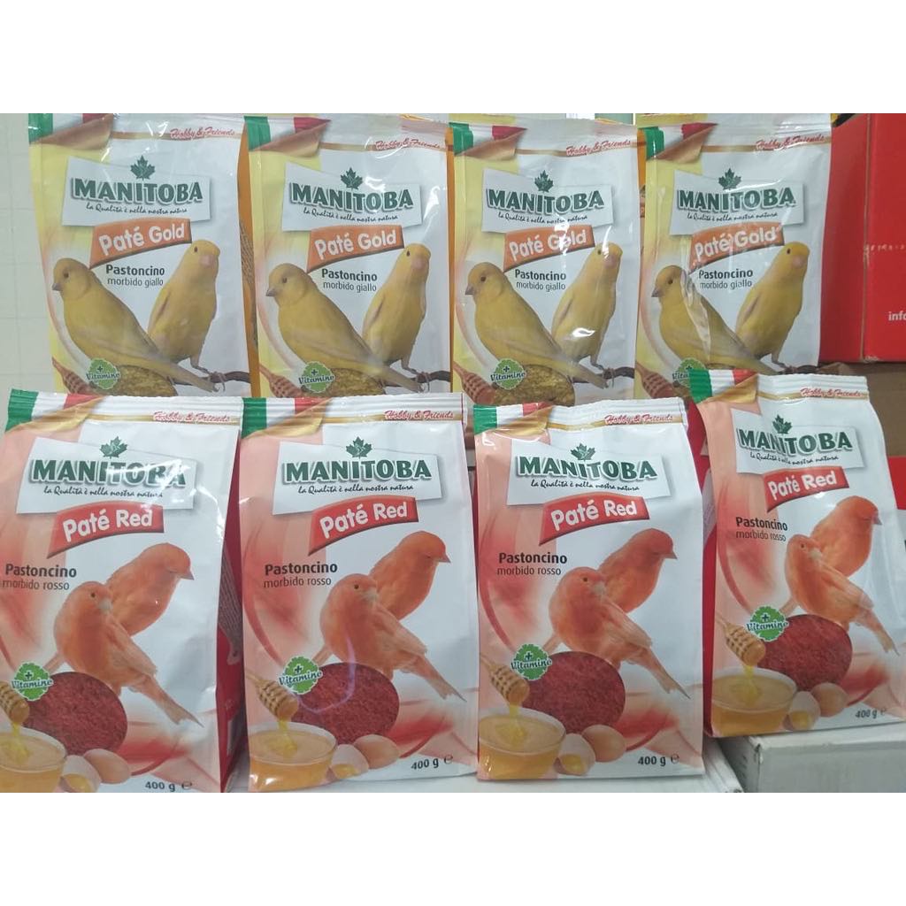 Cám Trứng PATE RED/ PATE GOLD Manitooba (Ý) cho Hồng Yến/ Hoàng Yến gói 400g