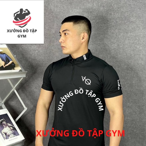 Áo Thể Thao Nam Cộc Tay Chuyên Tập Gym & Chạy Bộ - Hàng Siêu Cấp, Áo cổ trụ kéo khóa, co dãn 4 chiều