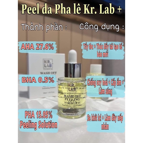 Peel da pha lê krlab 30ml hạn 2026 giúp tái tạo da căng bóng
