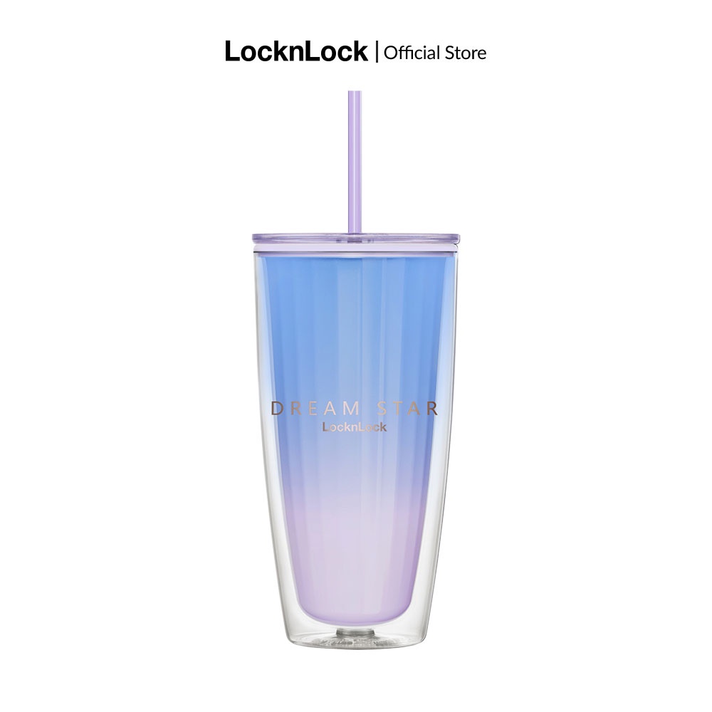 Ly nhựa 2 lớp Lock&Lock kèm ống hút Dream star Double wall cold cup 750ml HAP522