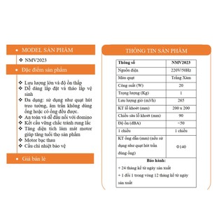 [GIAN HÀNG UY TÍN] [HÀNG CHÍNH HÃNG] Quạt hút Nanoco NMV2023