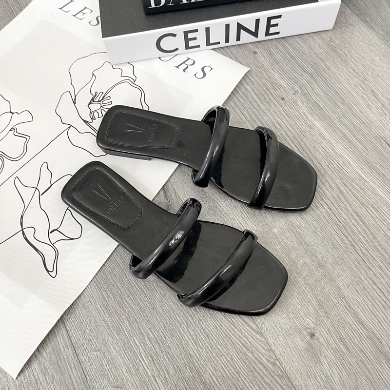 Sorami.Shoes | Dép bệt hai quai phồng mũi vuông đơn giản, xinh xắn dành cho mùa hè
