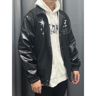 Áo bomber dạ tay da CZ