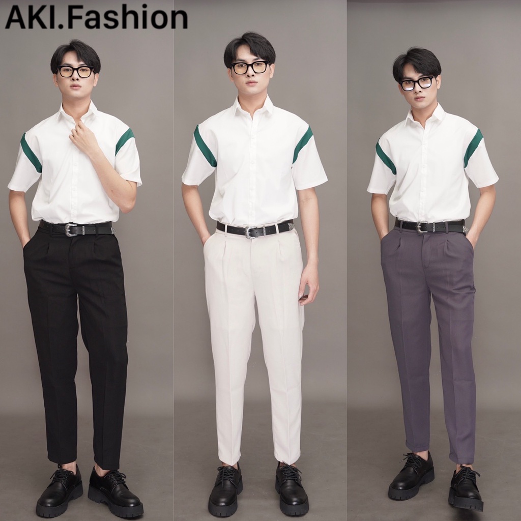 Quần âu nam hàn quốc dáng baggy suông, vải dày dặn có chun co dãn 2 bên eo thương hiệu AKI.Fashion - Q001