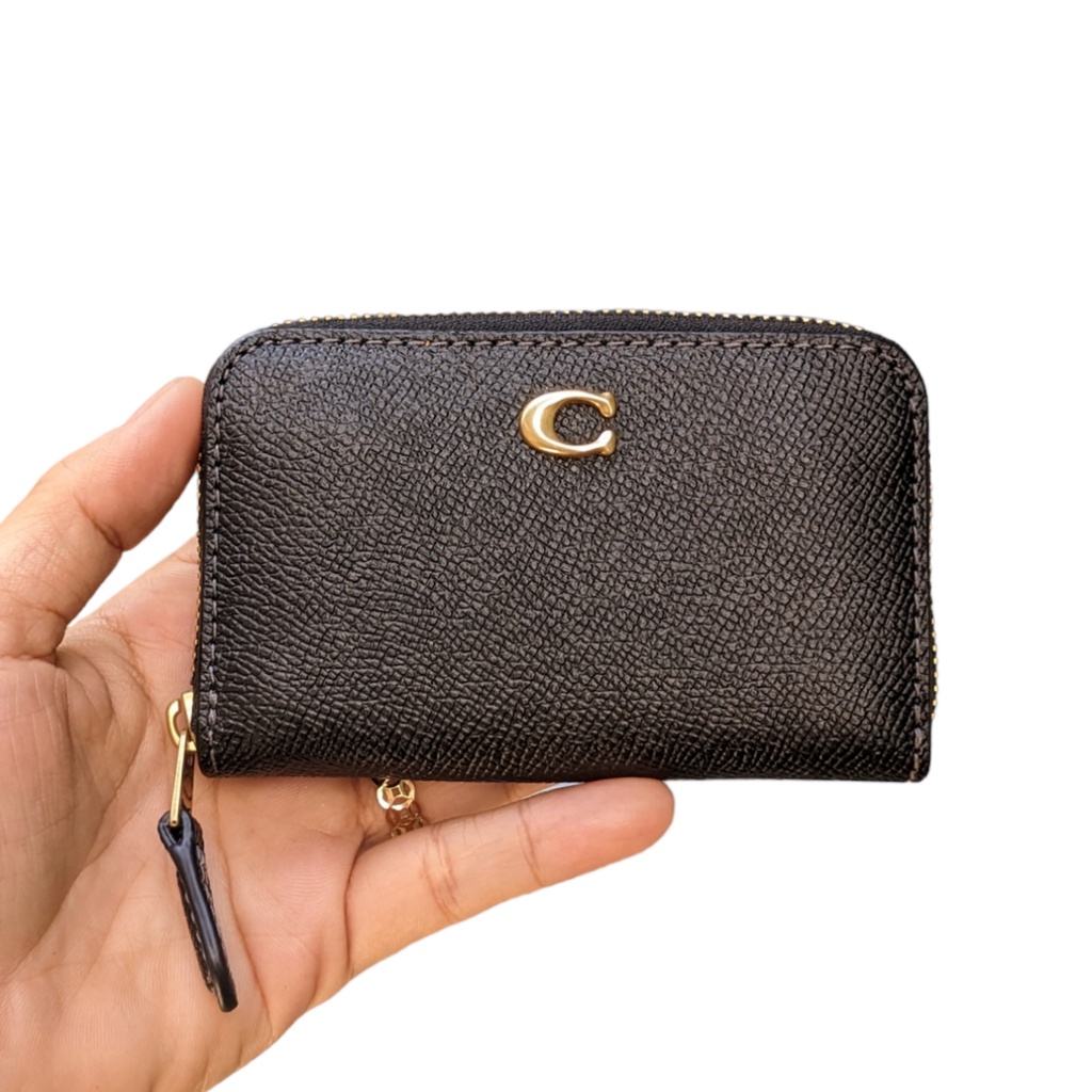 COACH SMALL ZIP AROUND CARD CASE WALLET Coach C6723 đen
