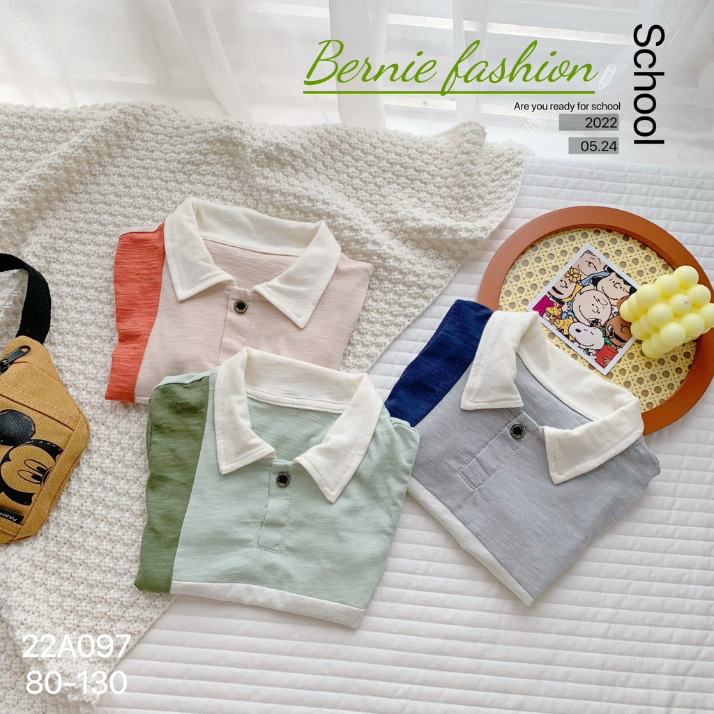 Áo thun polo bé trai Bernie 8-23kg thun cotton xước mềm mỏng mát cho bé đi học đi chơi - ATBF