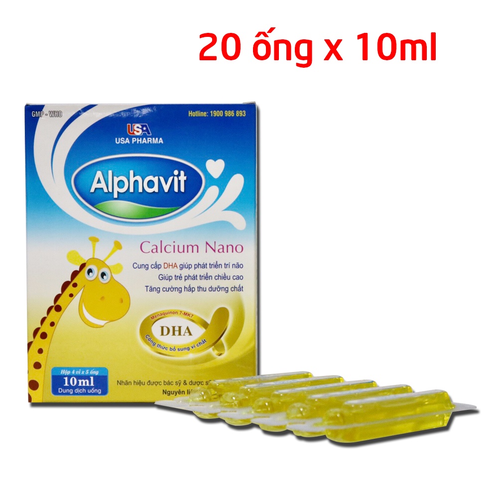 Alphavit Calcium Nano siro bổ sung canxi, vitamin D3 giúp bé tăng chiều cao, chắc khỏe xương - 20 ống