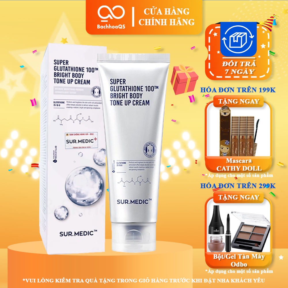 Kem Dưỡng Thể Trắng Da Nâng Tông Sur.Medic+ Super Glutathione 100TM Bright Tone Up Cream (Body & Face)