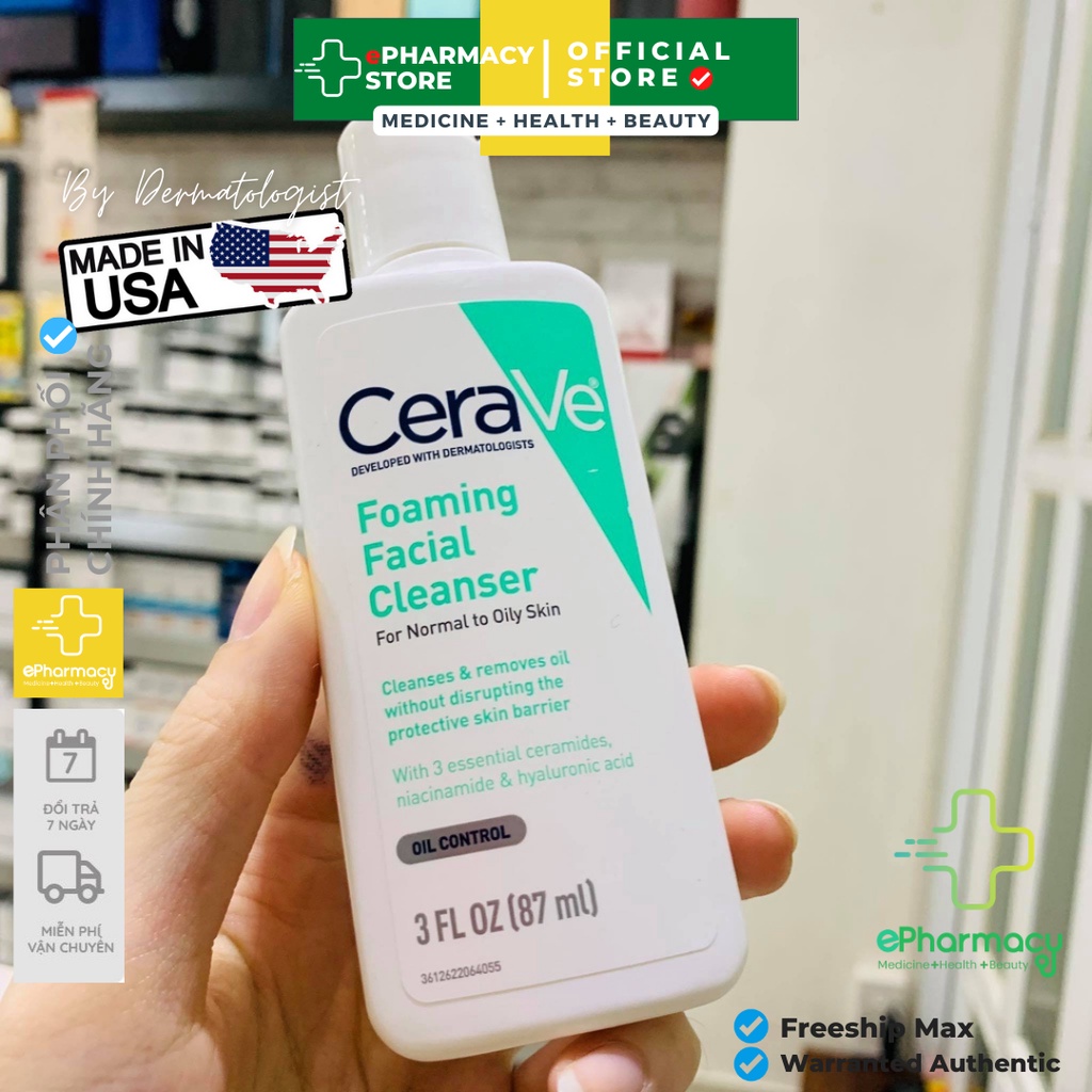 Sữa Rửa Mặt CERAVE FOAMING Cleanser For Normal To Oily Skin cho da thường, da dầu