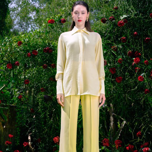 Quần suông lưng cao lu giữa xẻ túi khóa sau Sunflower Pants | NYA STUDIO