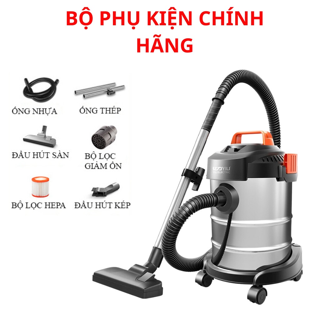 Máy hút bụi công nghiệp đa năng khô và ướt Yili YLW-6263A loại 12 lít công suất 1200W - thùng inox loại cầm tay ô tô