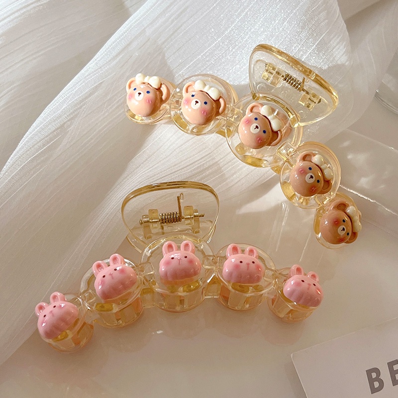 Kẹp Tóc Cuộn Hình Gấu + Thỏ Dễ Thương Phong Cách Hàn Quốc Cho Nữ