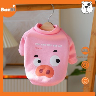 Áo cho chó mèo BaeYi, Quần áo cho mèo cún size lớn, chó lớn, poodle, thú cưng, mùa đông, vải nỉ ấm áp, Nỉ heo hồng