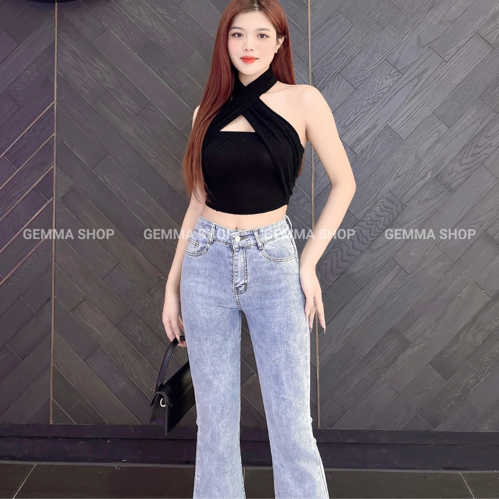 Quần jean nữ Gemma ống loe lưng cao, quần skinny jean nữ ôm dáng vải co dãn | BigBuy360 - bigbuy360.vn