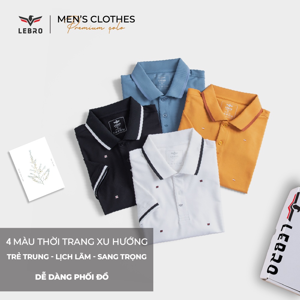 Áo polo nam LEBRO in hoạ tiết chất liệu cotton CVC cao cấp, dáng thể thao slimfit trẻ trung LEBRO TPL23-03