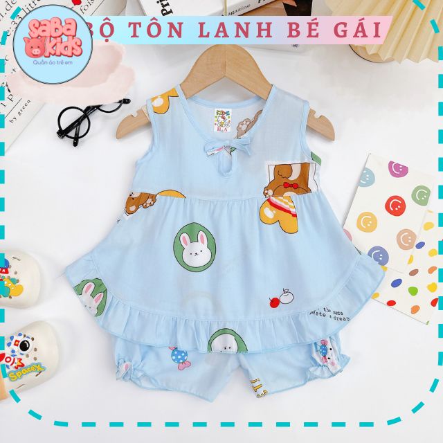 Bộ Tole Chất Tôn Lanh Cho Bé Gái SABAKIDS Cánh Xòe Mát Mẻ Siêu Xinh Mặc Hè Cho Bé